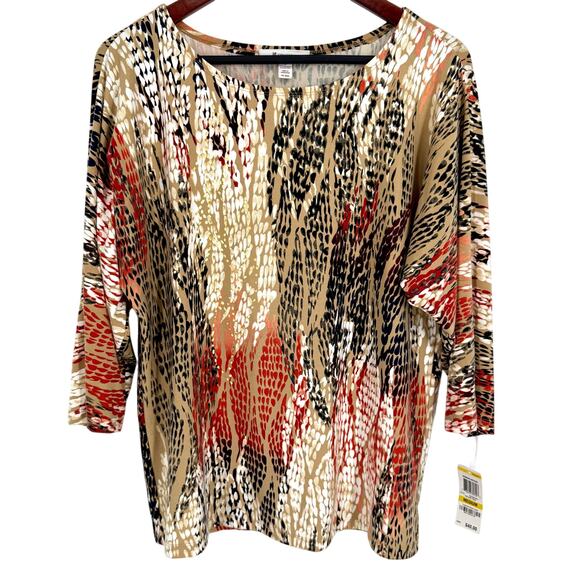 NEW NWT JM Collection Sz Medium Super Stretchy Metallic Blouse Shirt Top Autumn - Picture 1 of 9